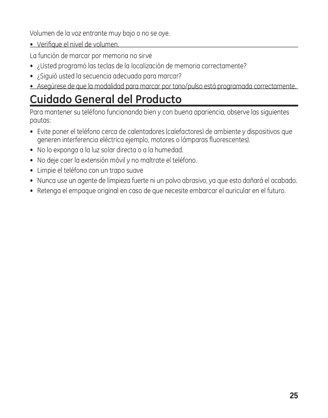 GE 29484GE2 manual Cuidado General del Producto 