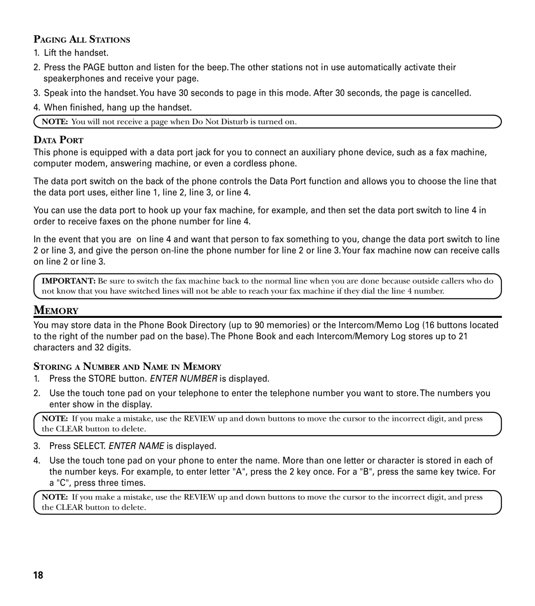 GE 29487 manual Memory 