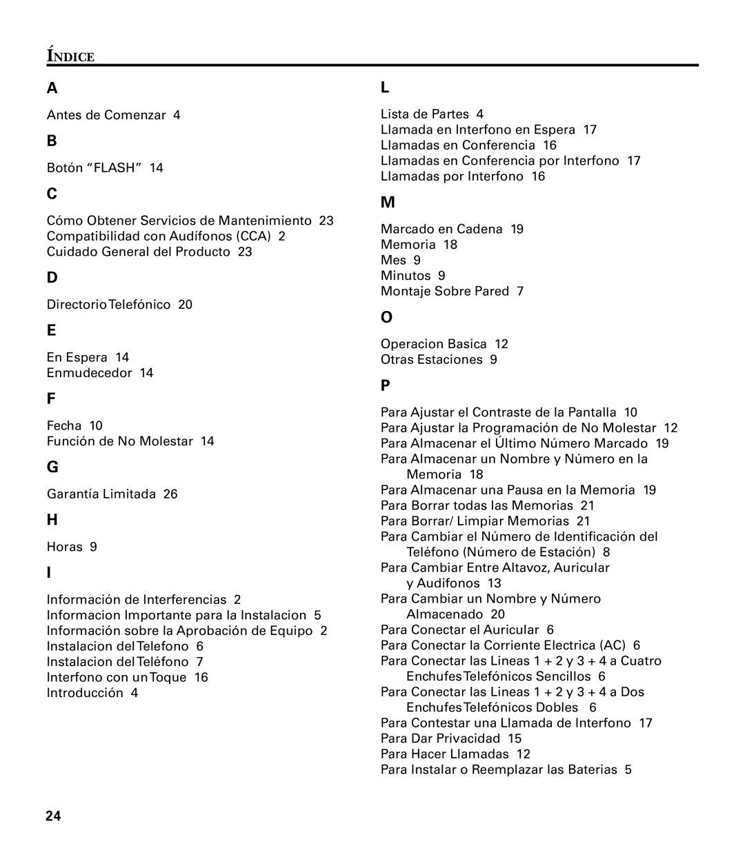 GE 29487 manual Índice 