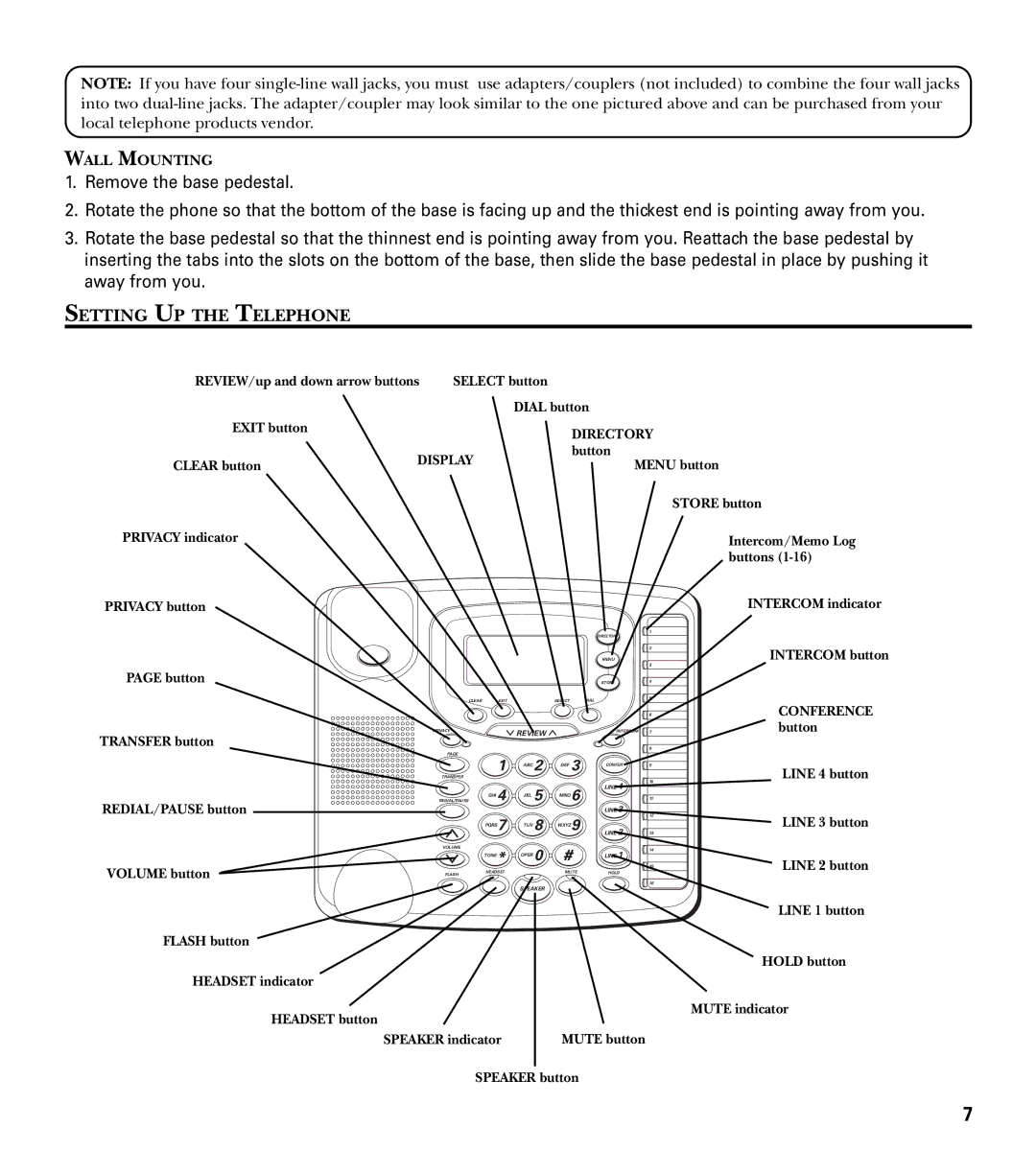 GE 29487 manual Setting UP the Telephone, Display 