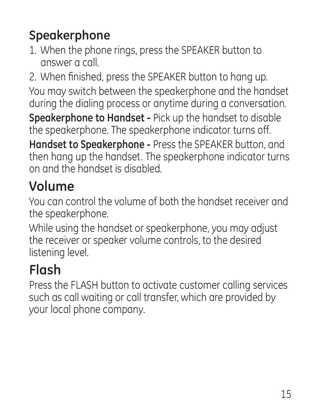 GE 29568 manual Volume, Flash 