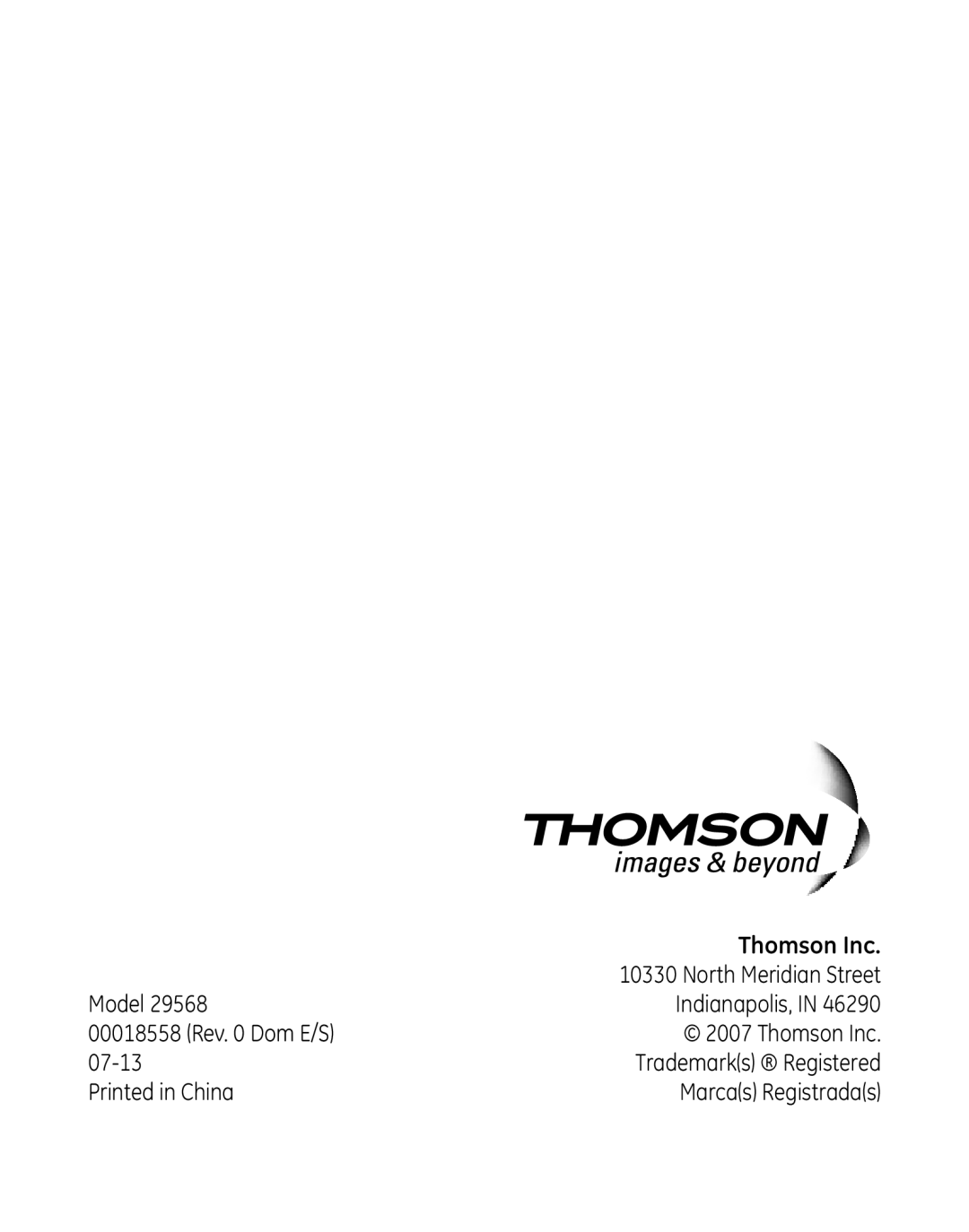 GE 29568 manual Thomson Inc 