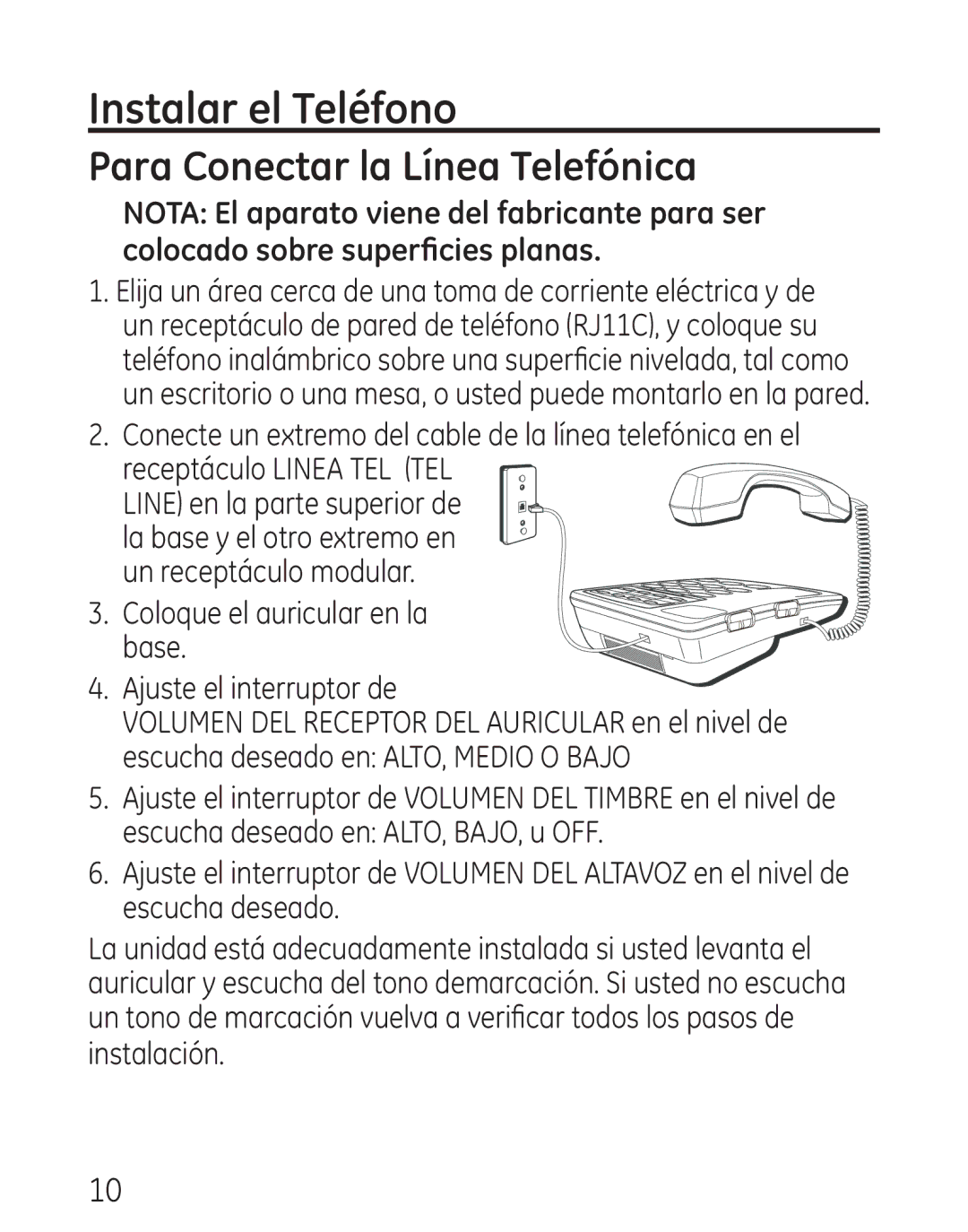 GE 29568 manual Instalar el Teléfono, Para Conectar la Línea Telefónica 