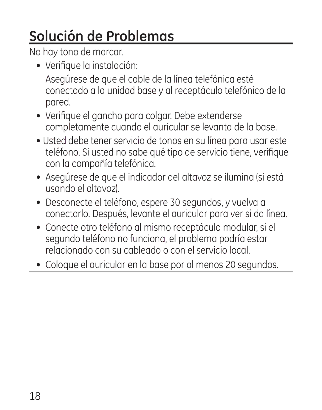 GE 29568 manual Solución de Problemas 