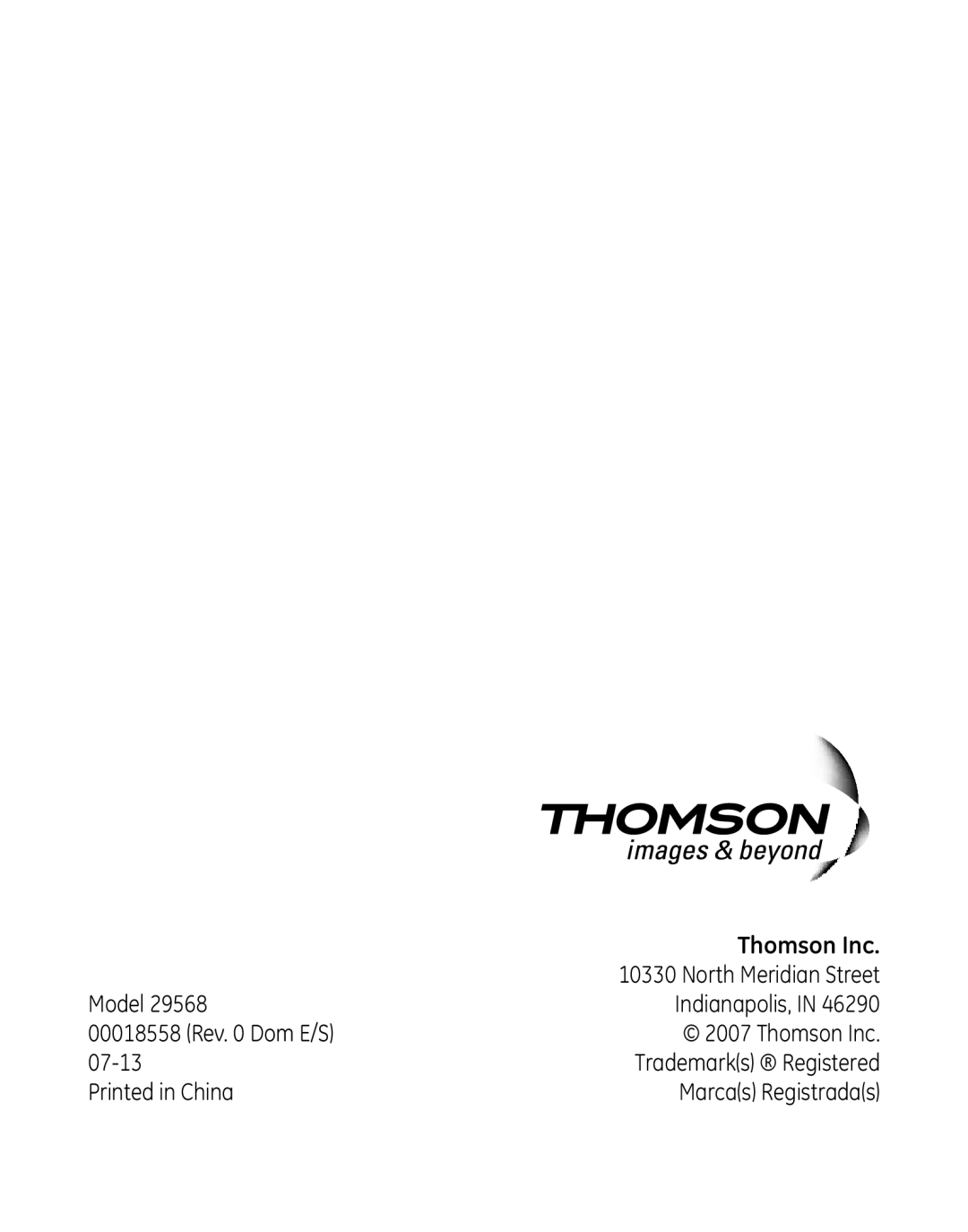 GE 29568 manual Thomson Inc 