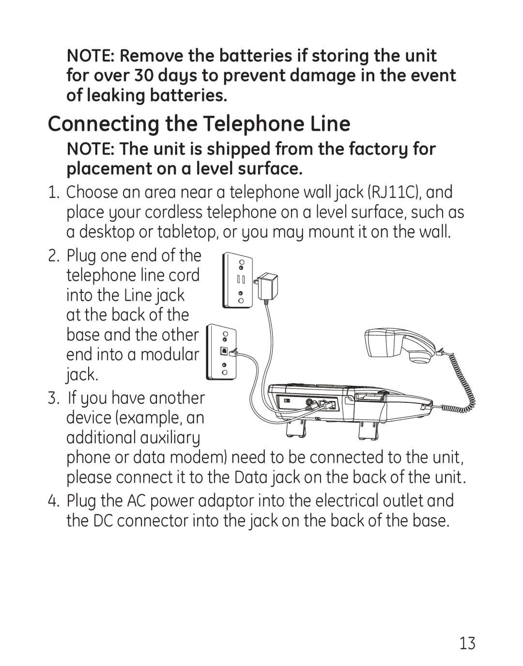 GE 29578 manual Connecting the Telephone Line, Plug one end 