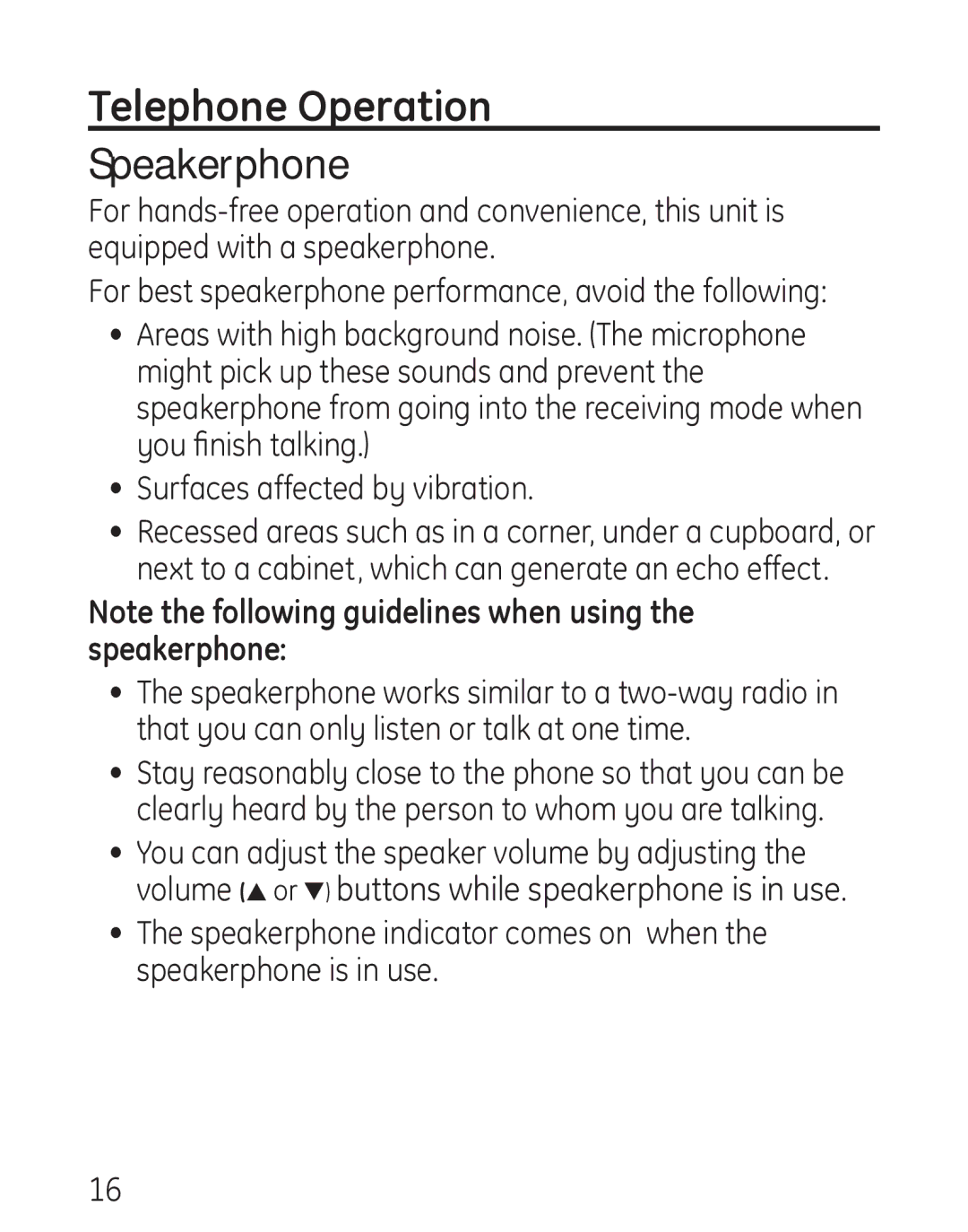 GE 29578 manual Telephone Operation, Speakerphone 