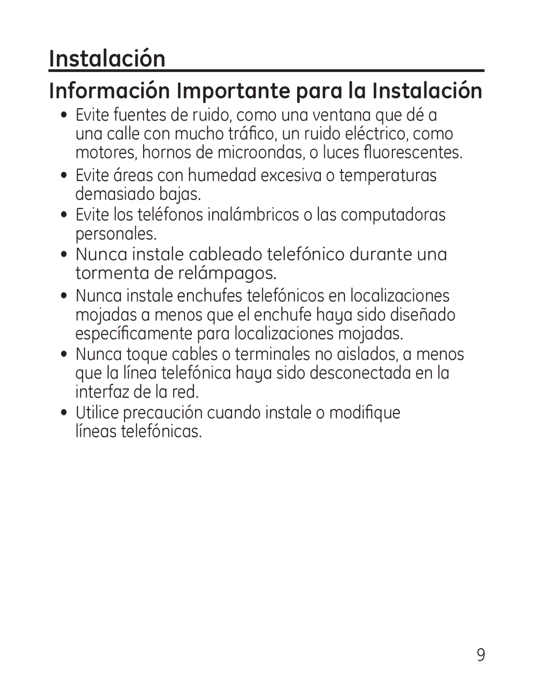 GE 29578 manual Información Importante para la Instalación 