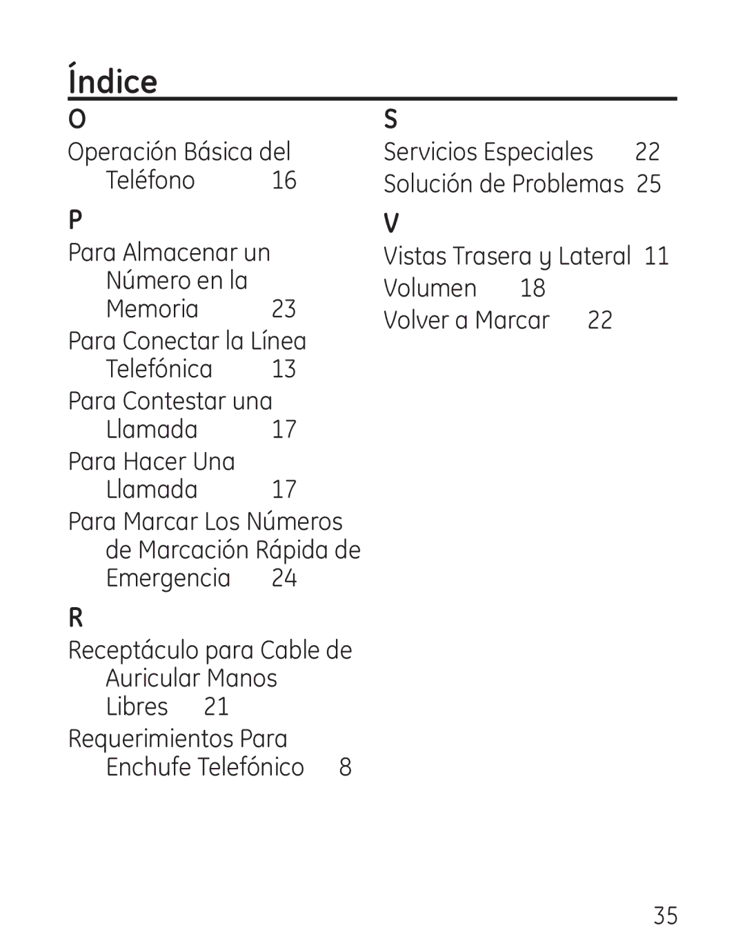 GE 29578 manual Operación Básica del Teléfono, Receptáculo para Cable de Auricular Manos Libres 