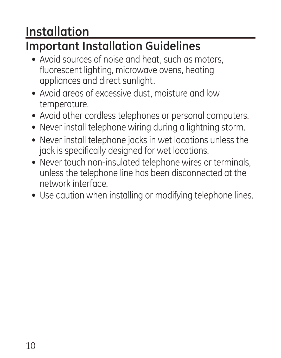 GE 29579 manual Important Installation Guidelines, Avoid areas of excessive dust, moisture and low temperature 