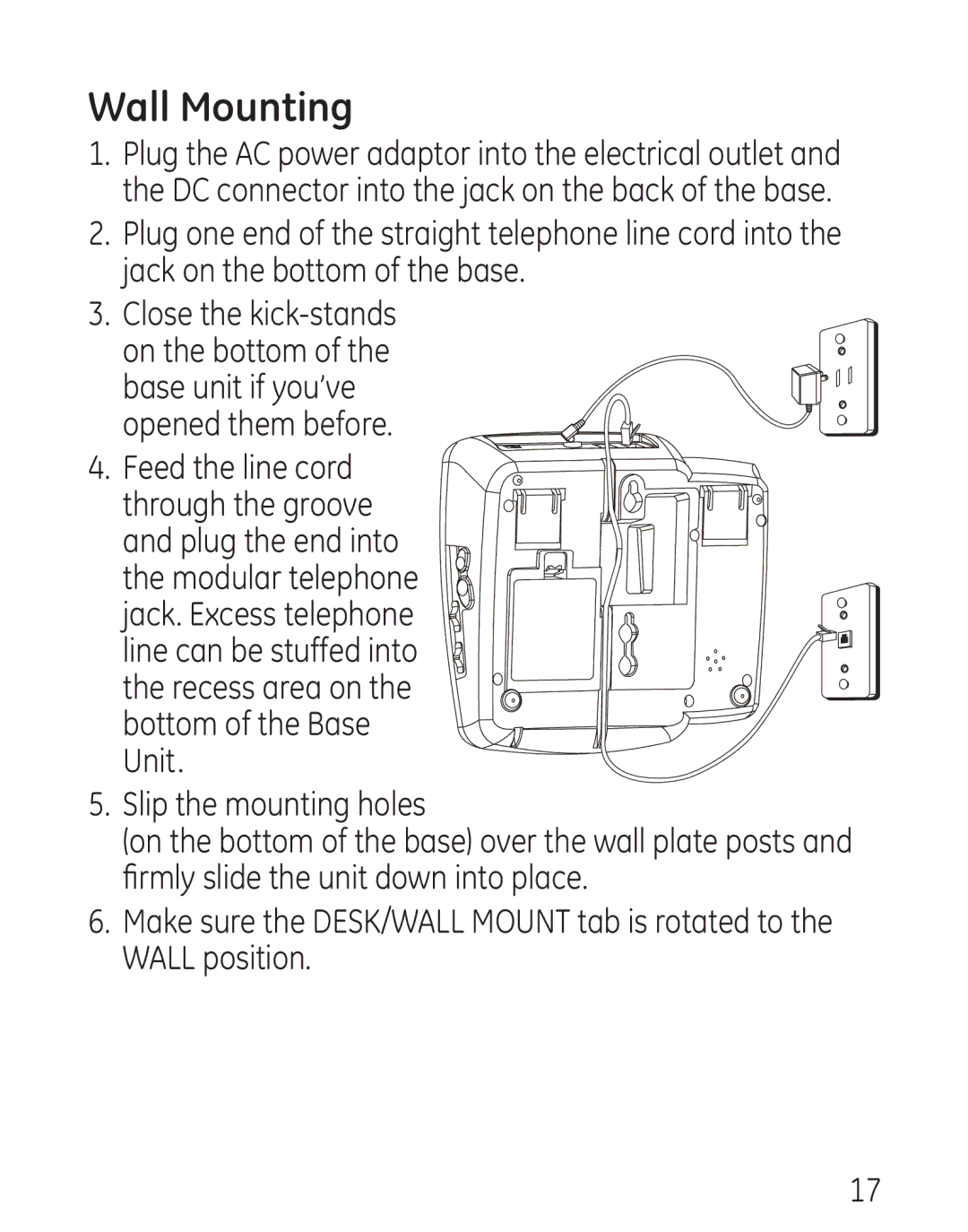 GE 29579 manual Wall Mounting 