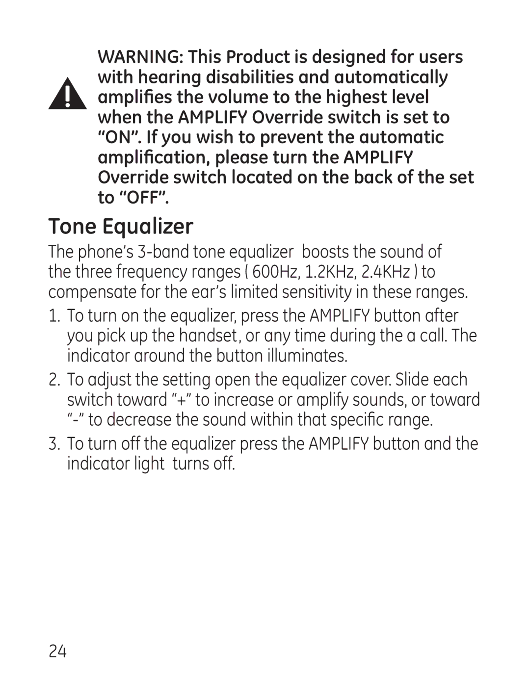 GE 29579 manual Tone Equalizer 