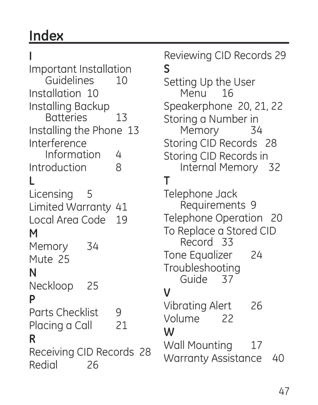 GE 29579 manual Important Installation Guidelines, Information, Licensing Limited Warranty 