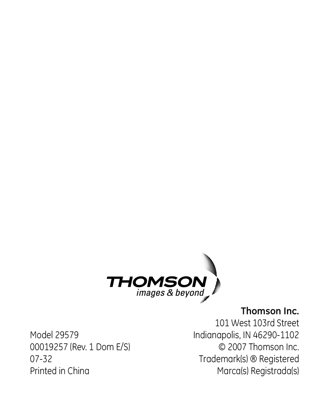 GE 29579 manual Thomson Inc 