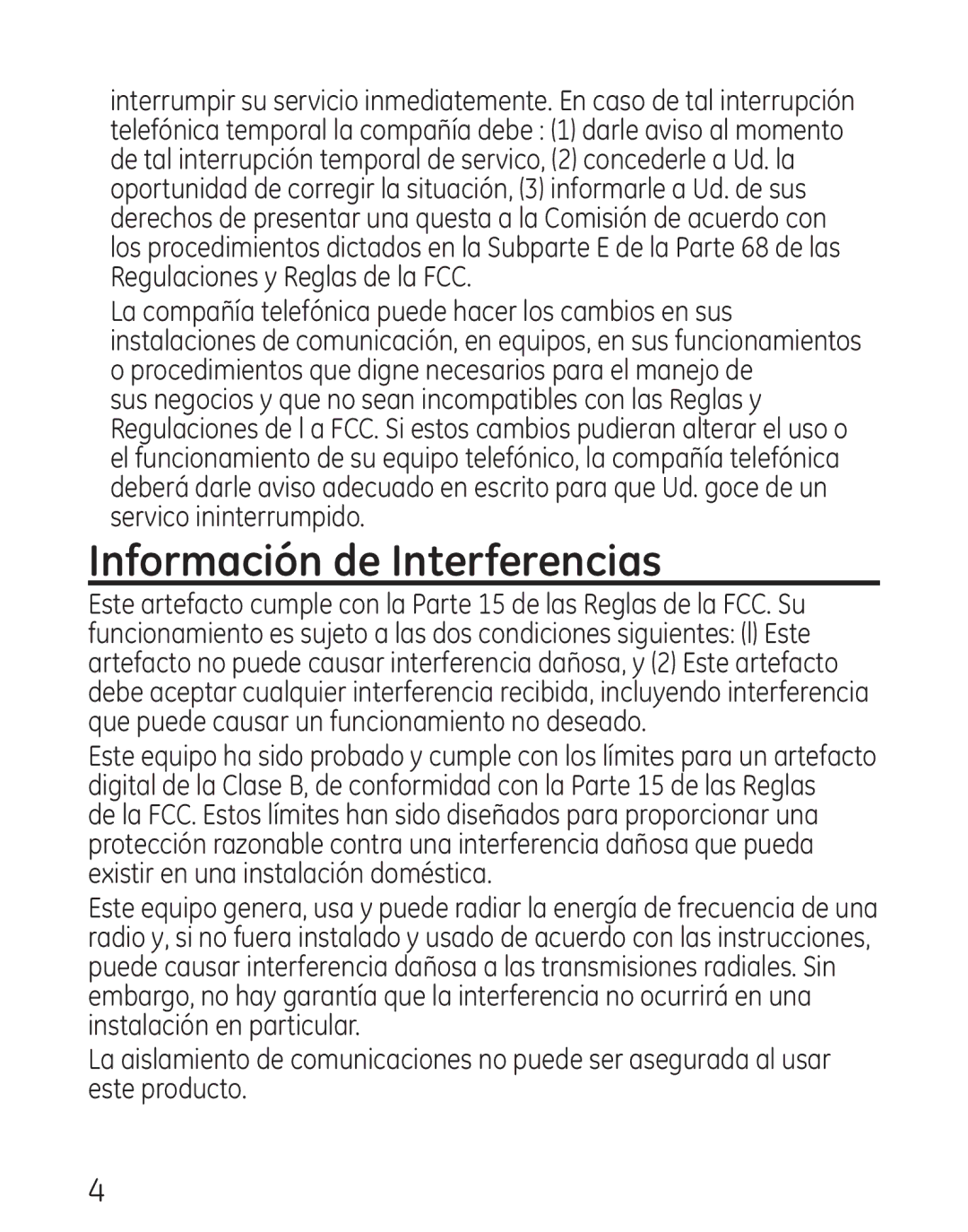 GE 29579 manual Información de Interferencias 