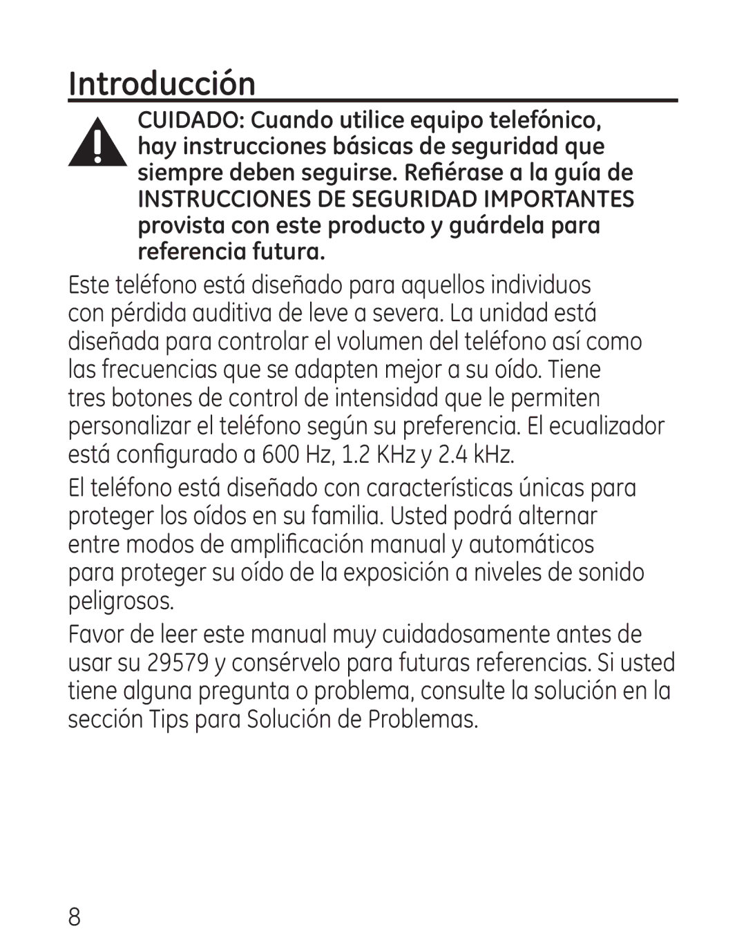 GE 29579 manual Introducción 