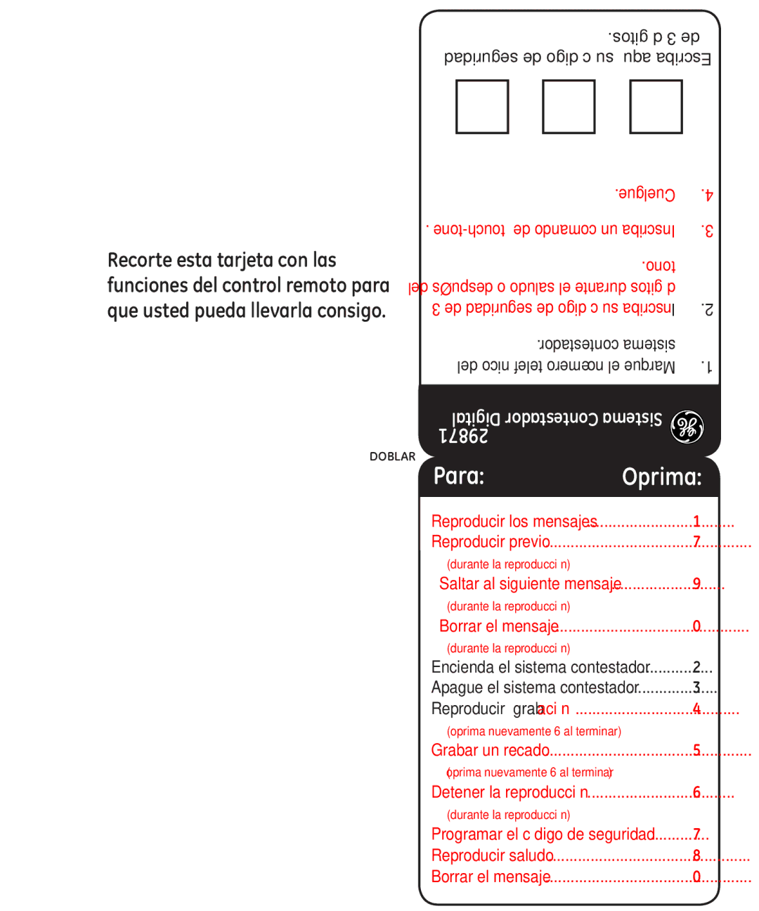 GE 29861 manual ParaOprima 