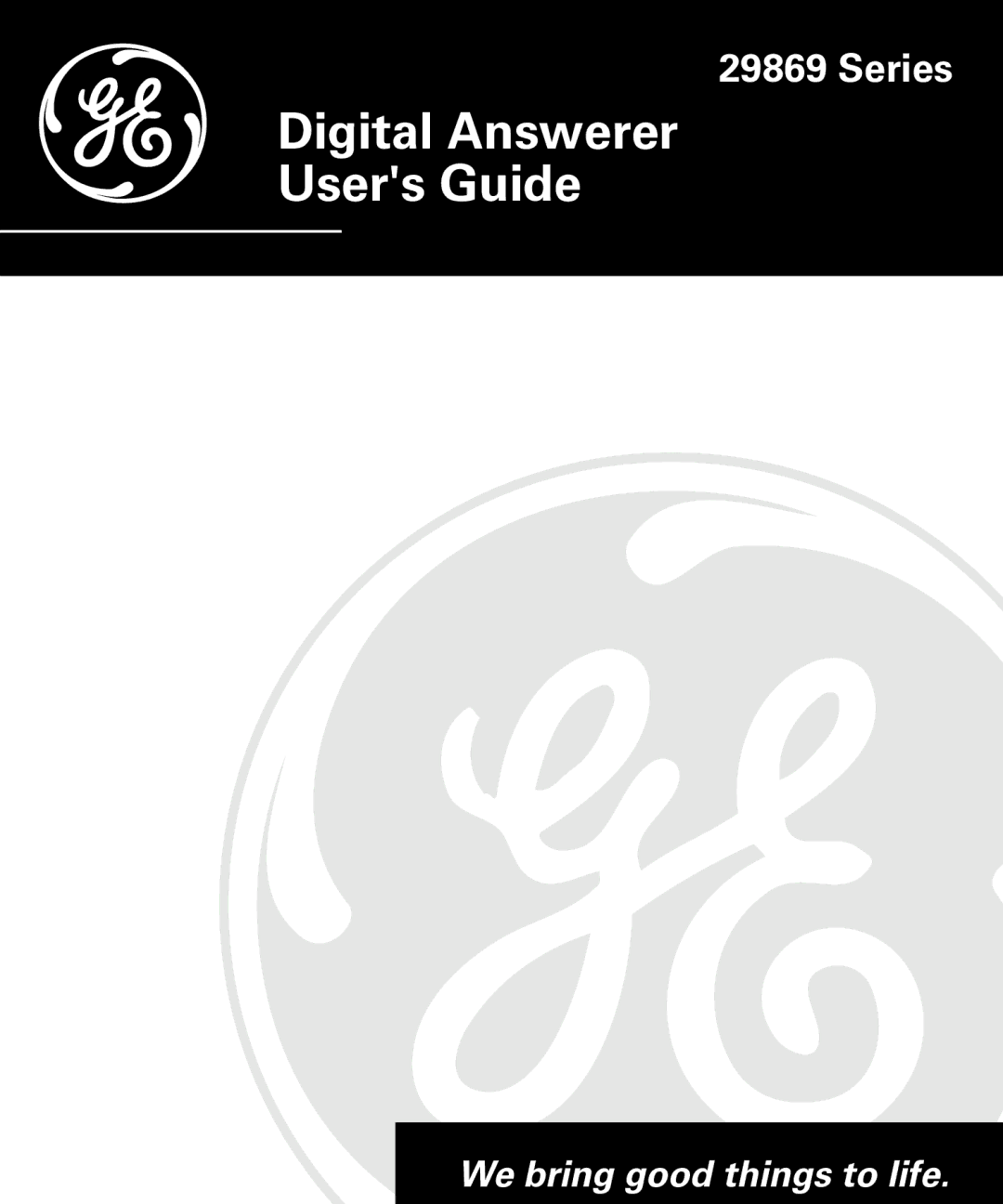 GE 29869 Series manual Digital Answerer Users Guide 