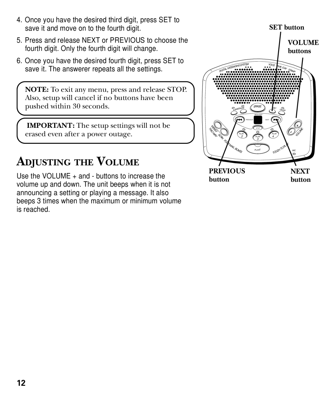 GE 29869 Series manual Adjusting the Volume 