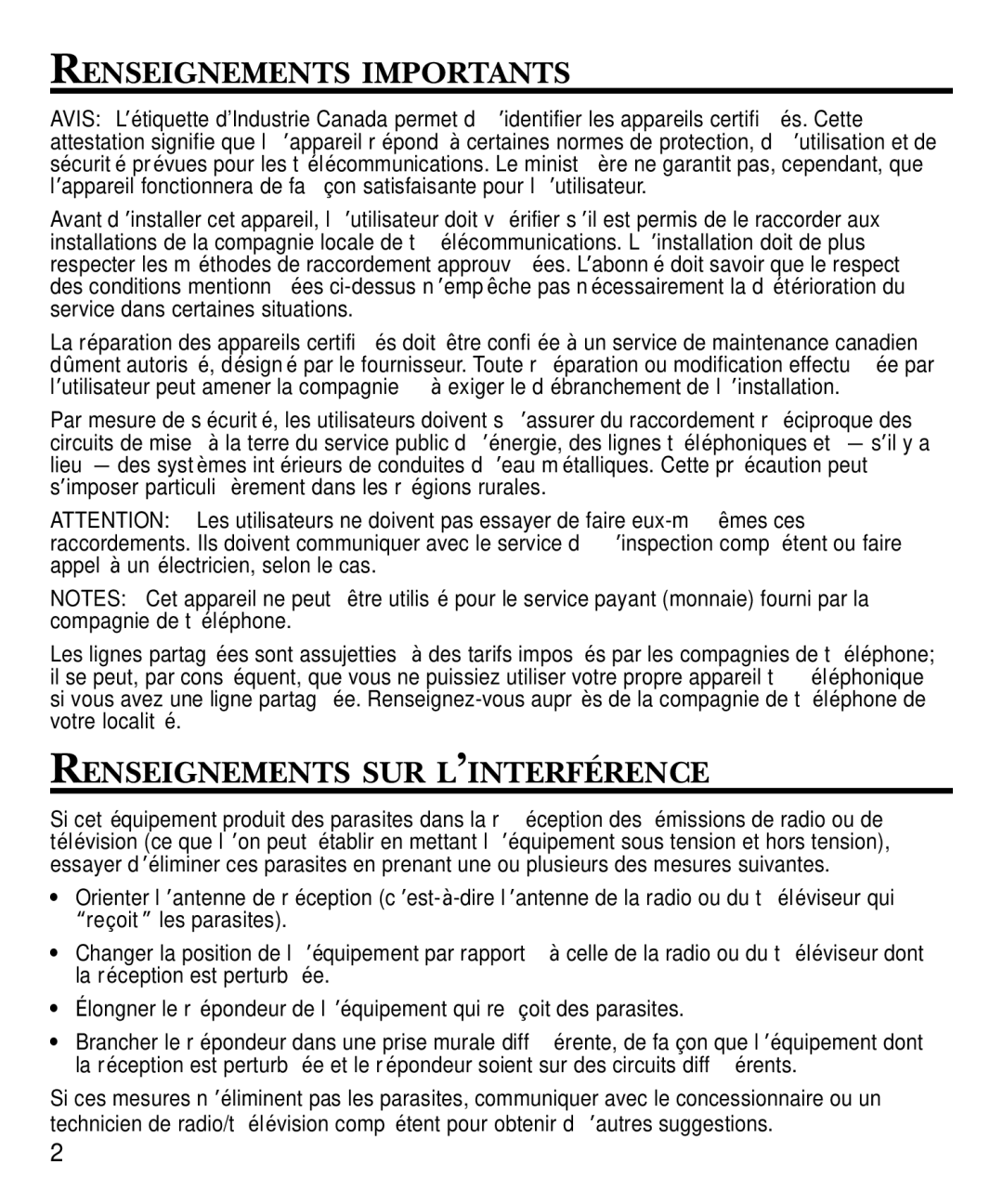 GE 29869 Series manual Renseignements Importants, Renseignements SUR L’INTERFÉRENCE 