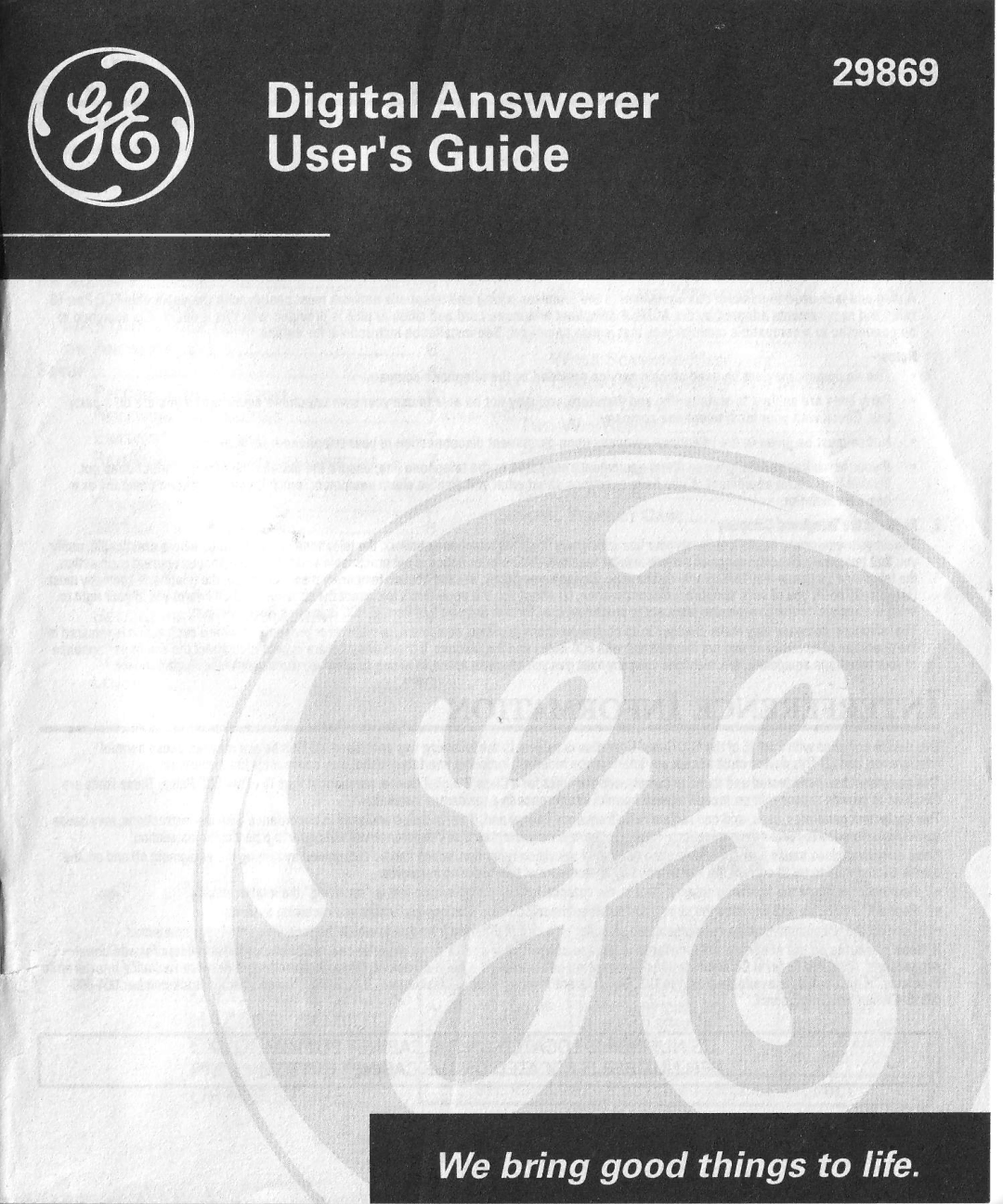 GE 29869 manual 