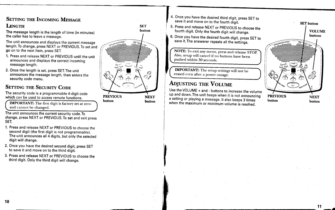 GE 29869 manual AousrrNc rHEVoruun, SnrrrNc rnn INcourNc Mnssecn LnNcrH, SnrrrNc rHE SEcuRJryConn, Previousnext 