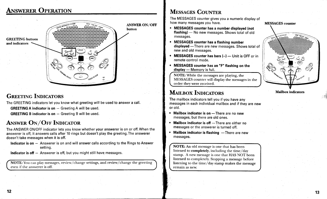 GE 29869 manual AxswnnnnOpnnerroN, MnssecnsCouNrnn, GnnnrrNcINorcrrons, Lnsox fNorcerons, ANswnn ON/ Onr lNorcanon 