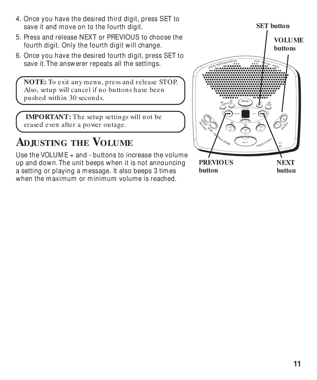 GE 29869 manual Adjusting the Volume 