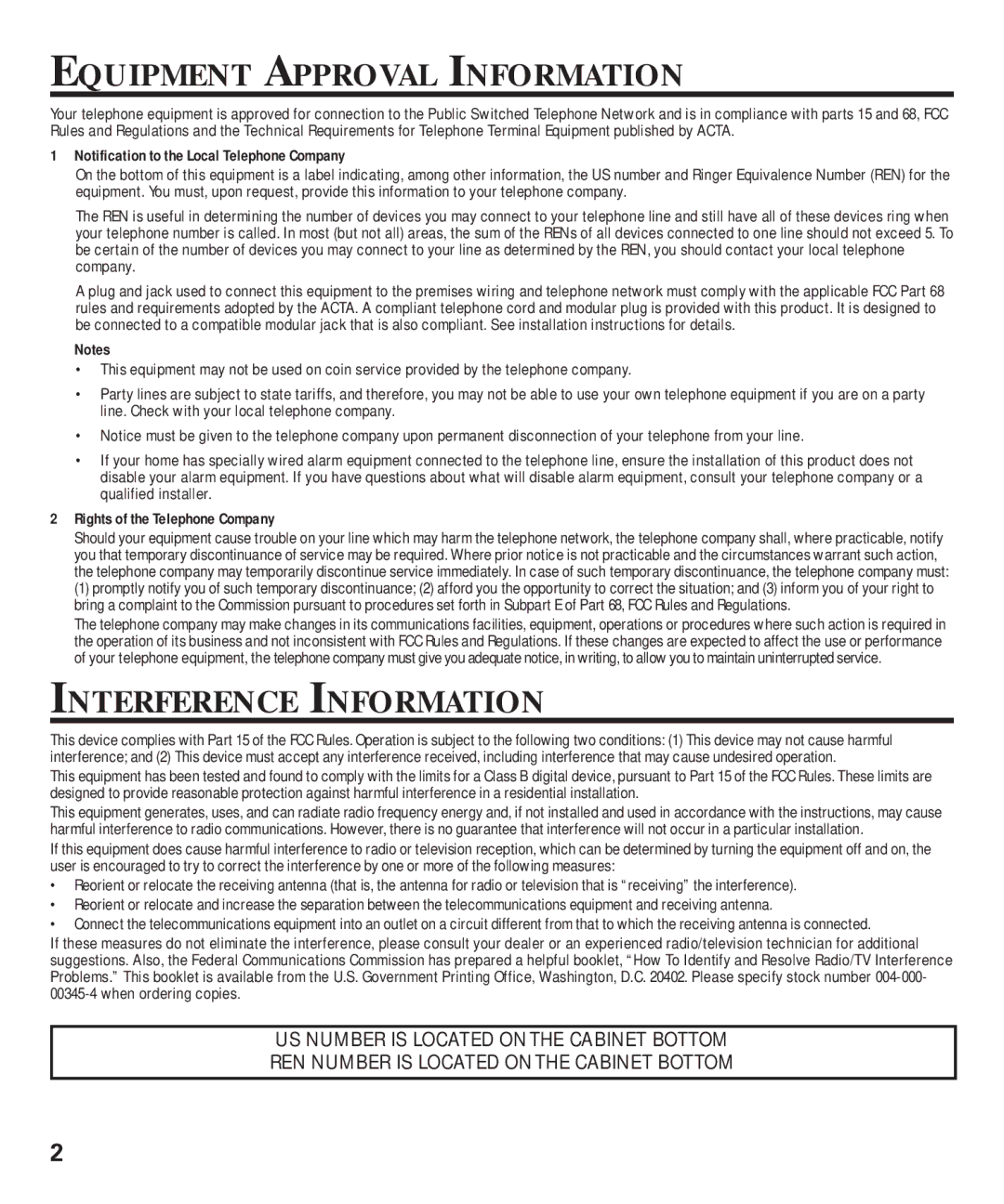 GE 29869 manual Equipment Approval Information, Interference Information 