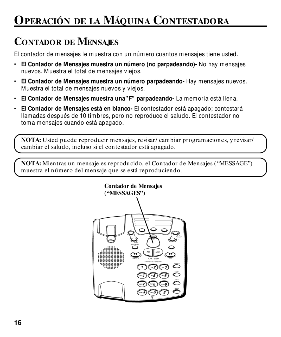 GE 29870 Series manual Operación DE LA Máquina Contestadora, Contador DE Mensajes 