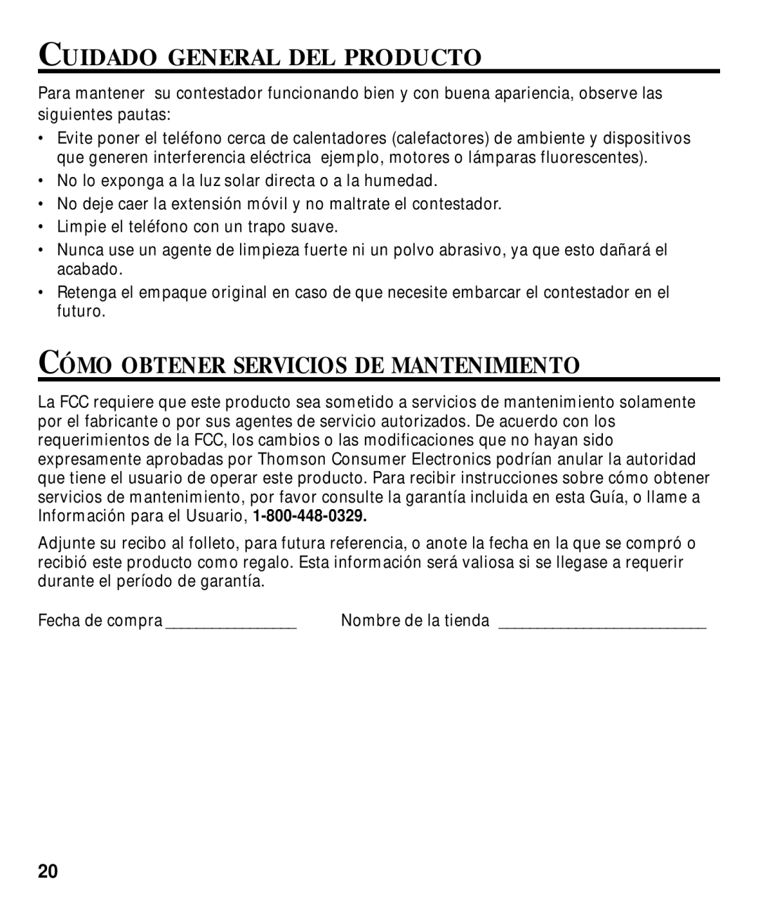 GE 29870 Series manual Cuidado General DEL Producto, Cómo Obtener Servicios DE Mantenimiento 