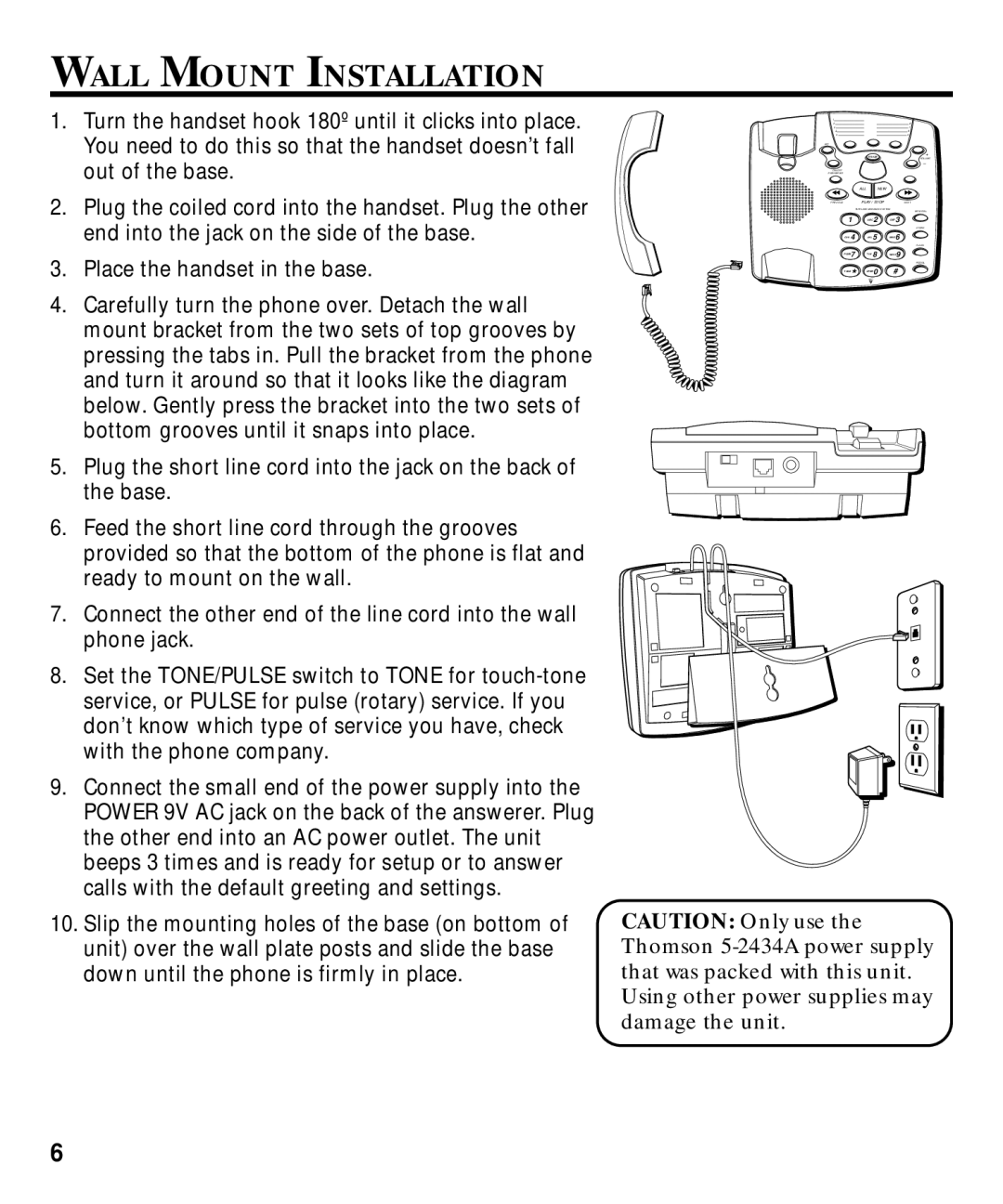 GE 29870 Series manual Wall Mount Installation 