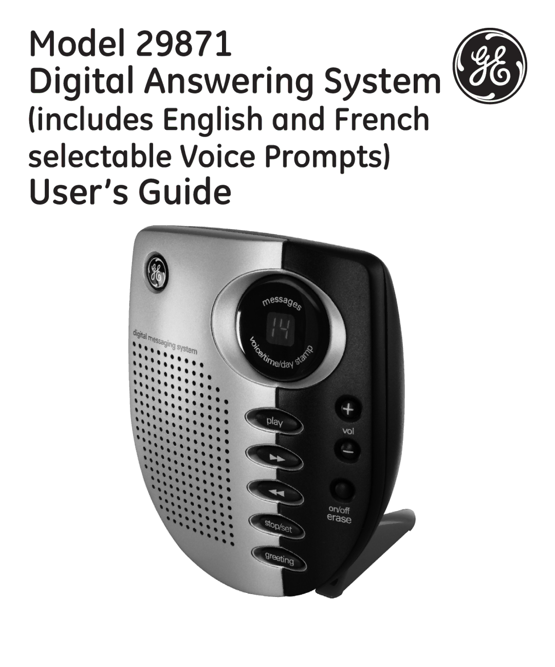 GE 29871 manual Model Digital Answering System 