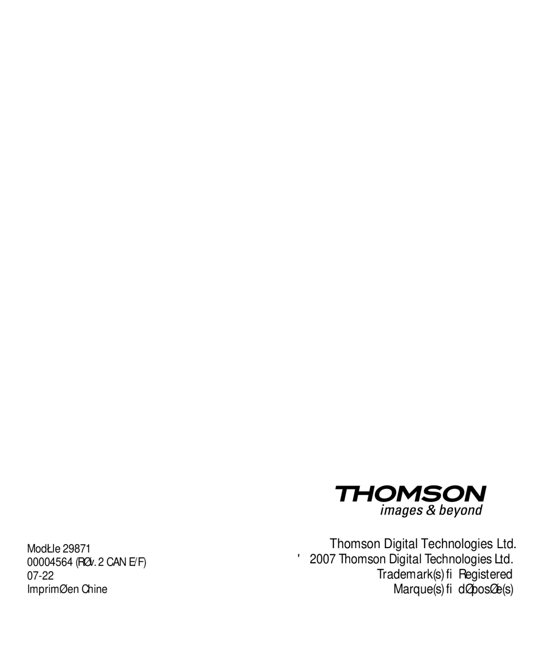 GE 29871 manual Trademarks Registered, Marques déposées 