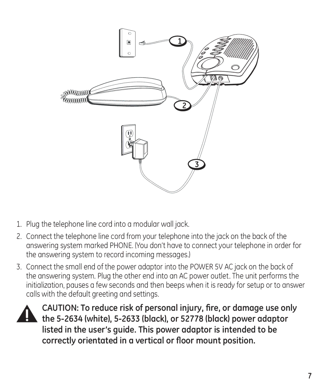 GE 29871 manual Plug the telephone line cord into a modular wall jack 