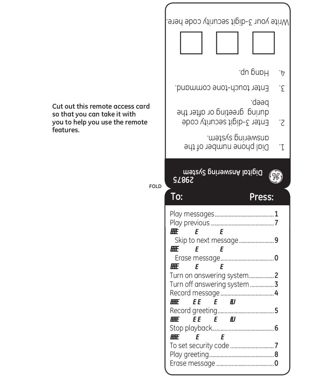 GE 29875 manual 