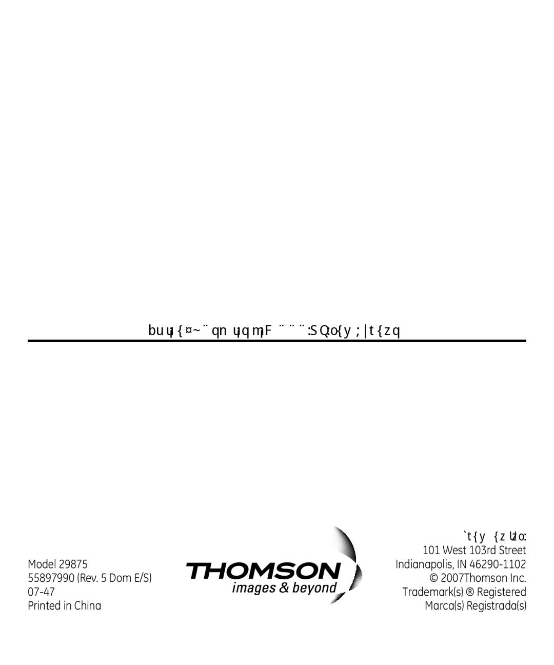 GE 29875 manual Thomson Inc 