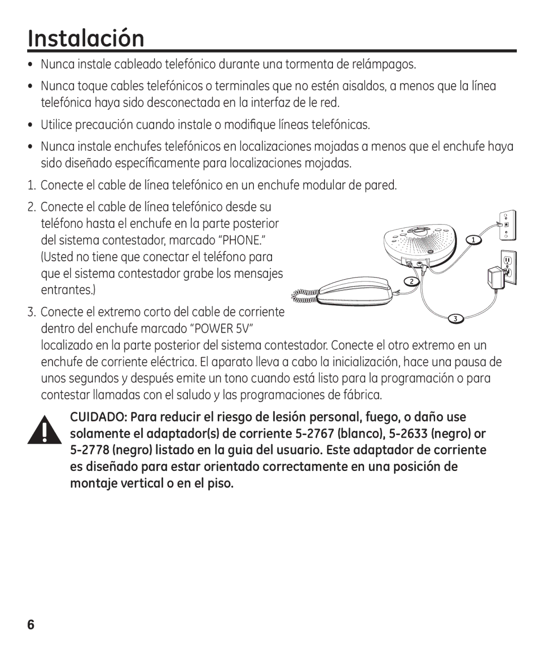 GE 29875 manual Instalación 