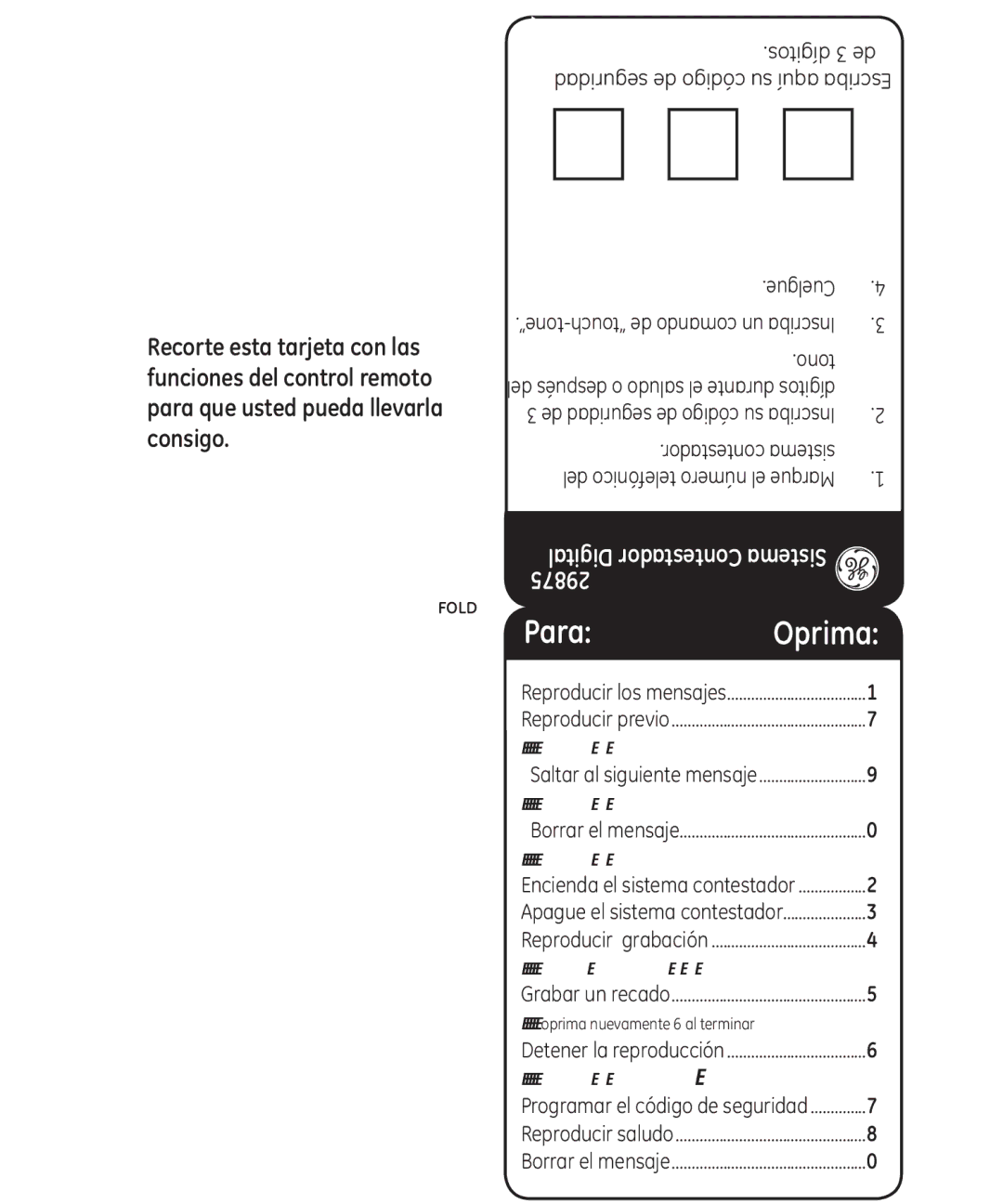 GE 29875 manual ParaOprima 