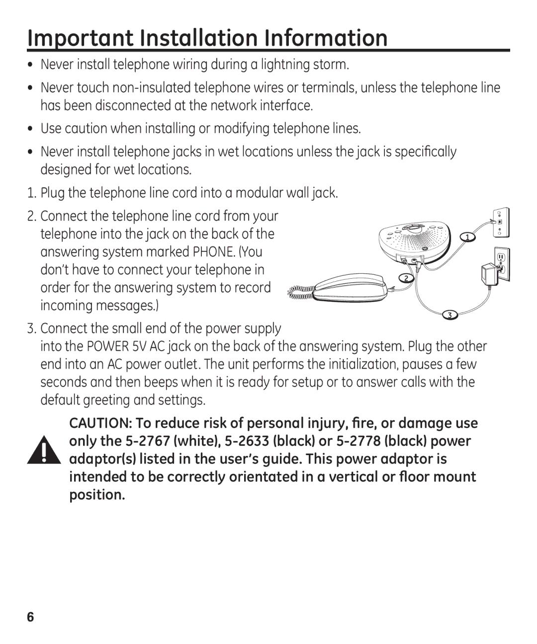 GE 29875 manual Important Installation Information 