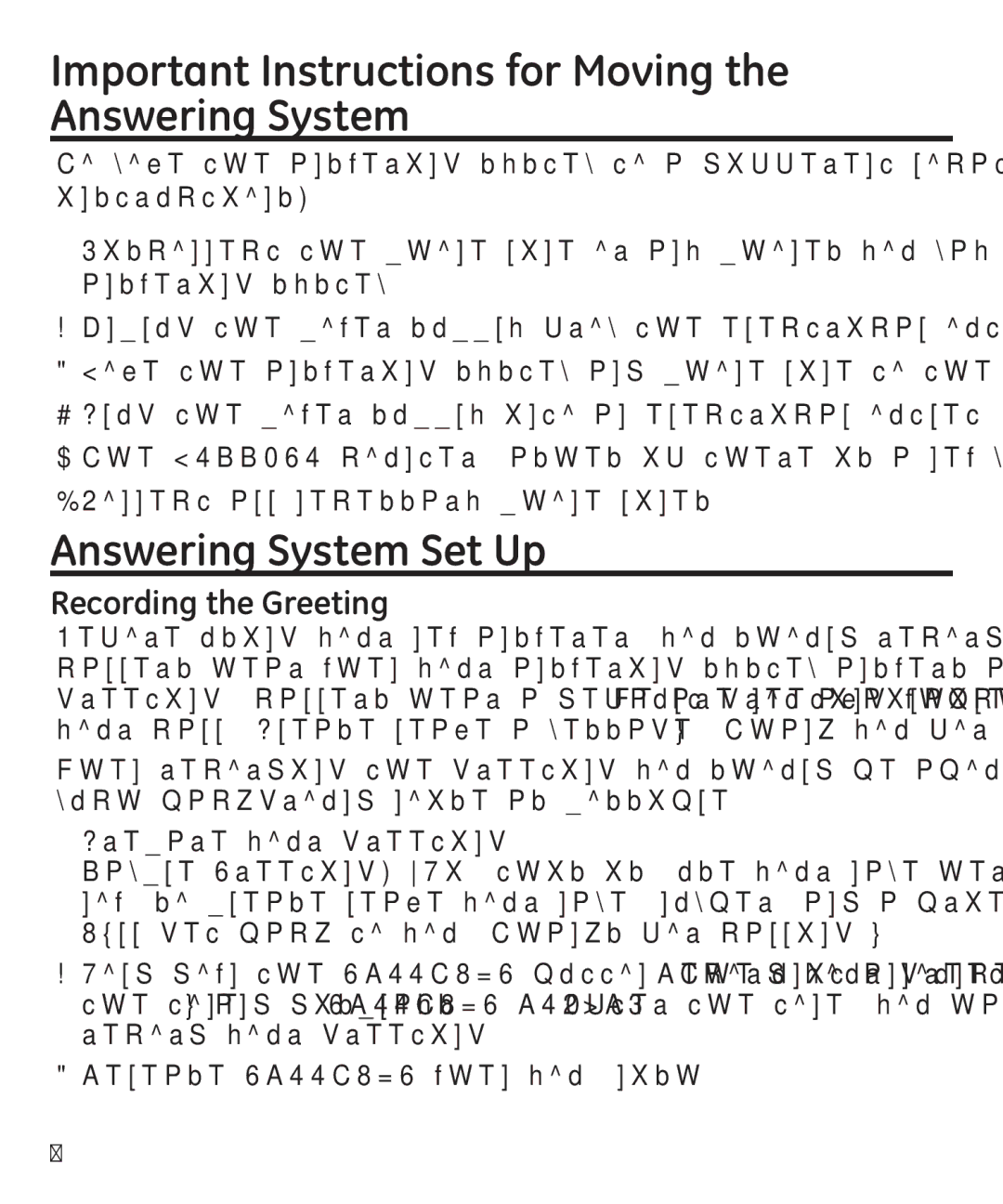 GE 29875 manual Important Instructions for Moving the Answering System, Answering System Set Up, Recording the Greeting 