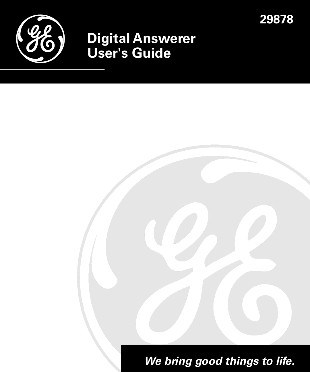 GE 29878 manual Digital Answerer Users Guide 