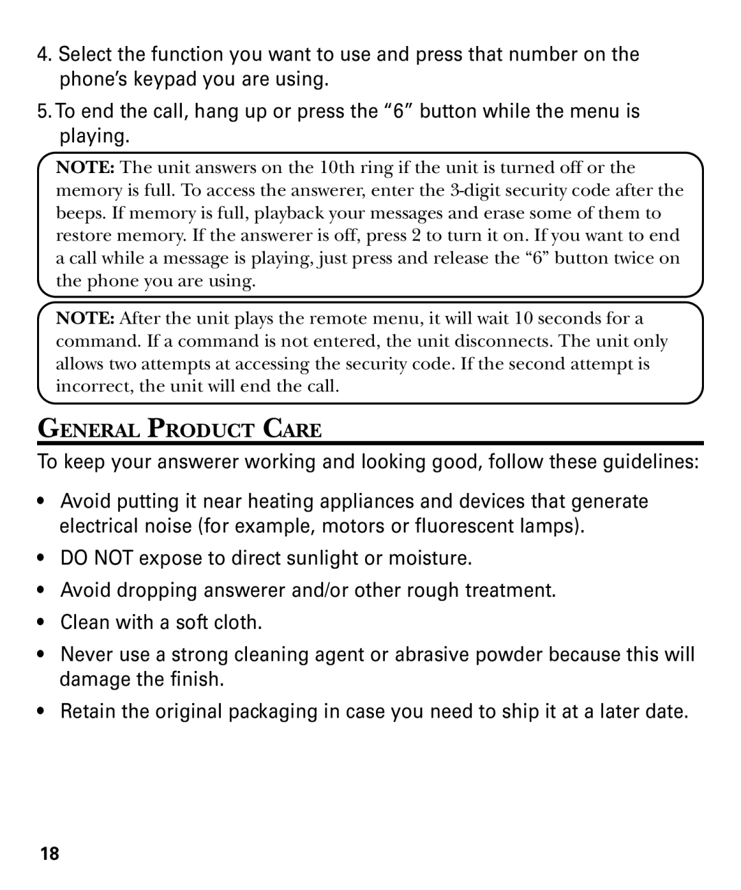 GE 29878 manual General Product Care 