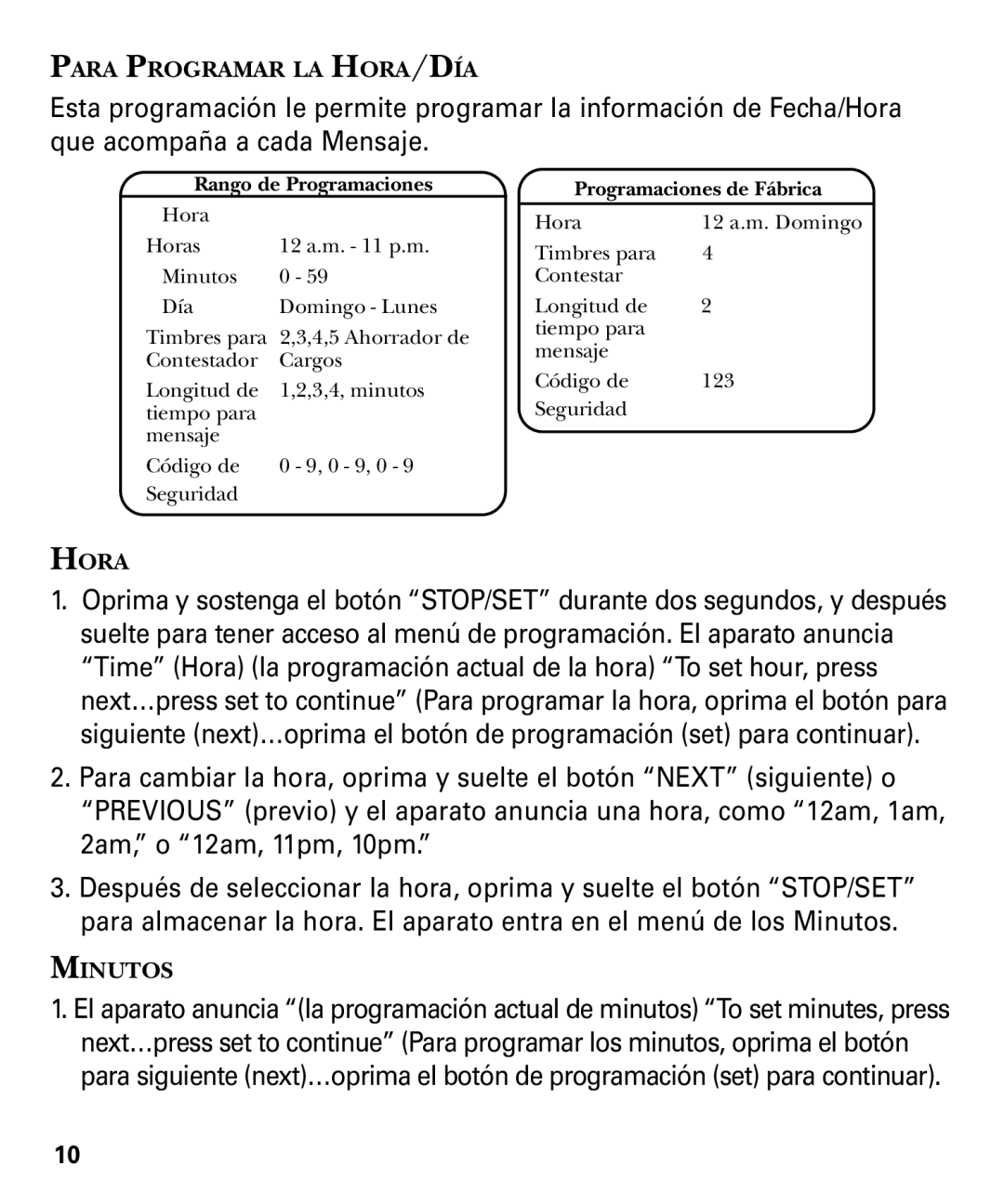 GE 29878 manual Para Programar LA HORA/DÍA 