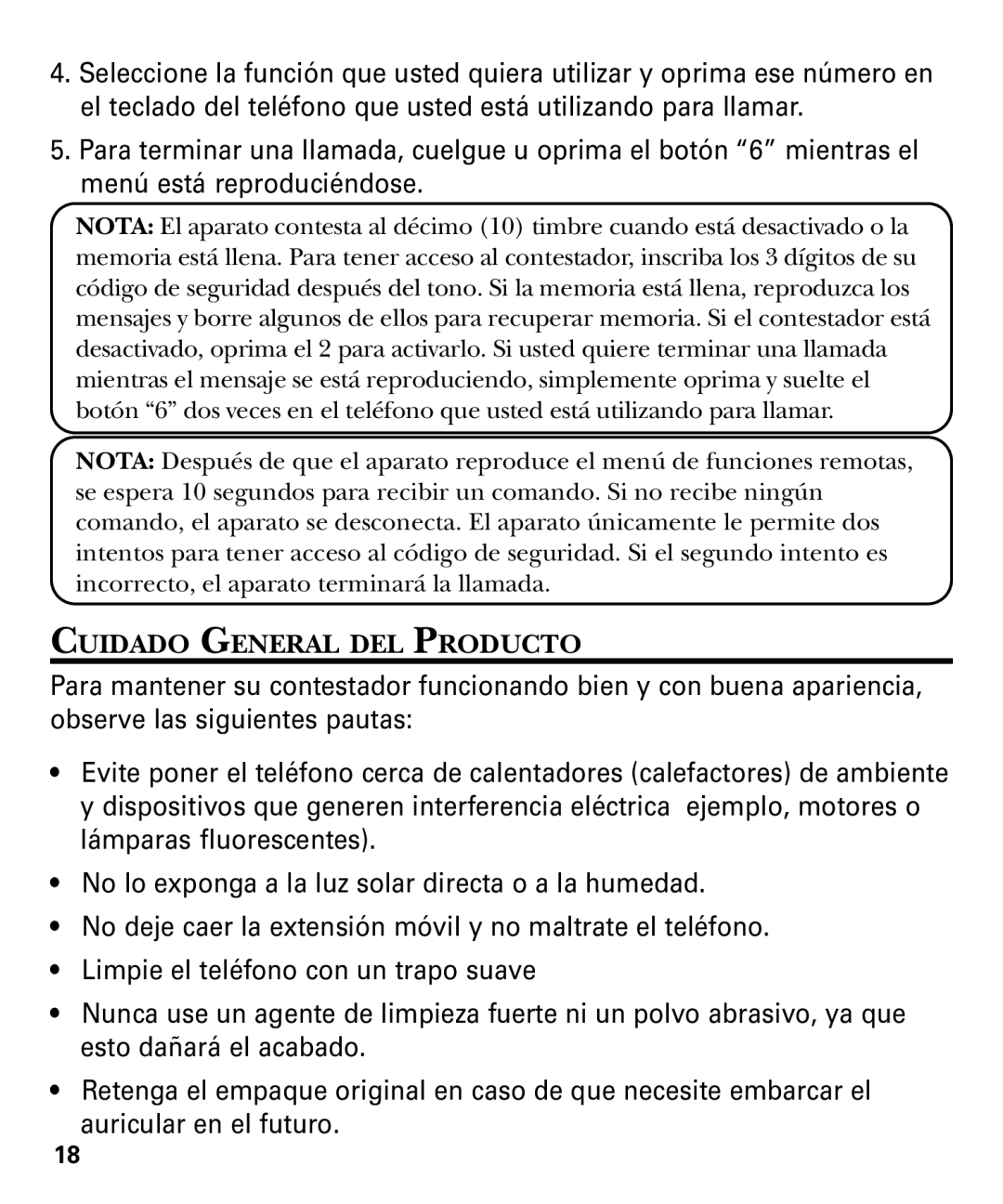 GE 29878 manual Cuidado General DEL Producto 