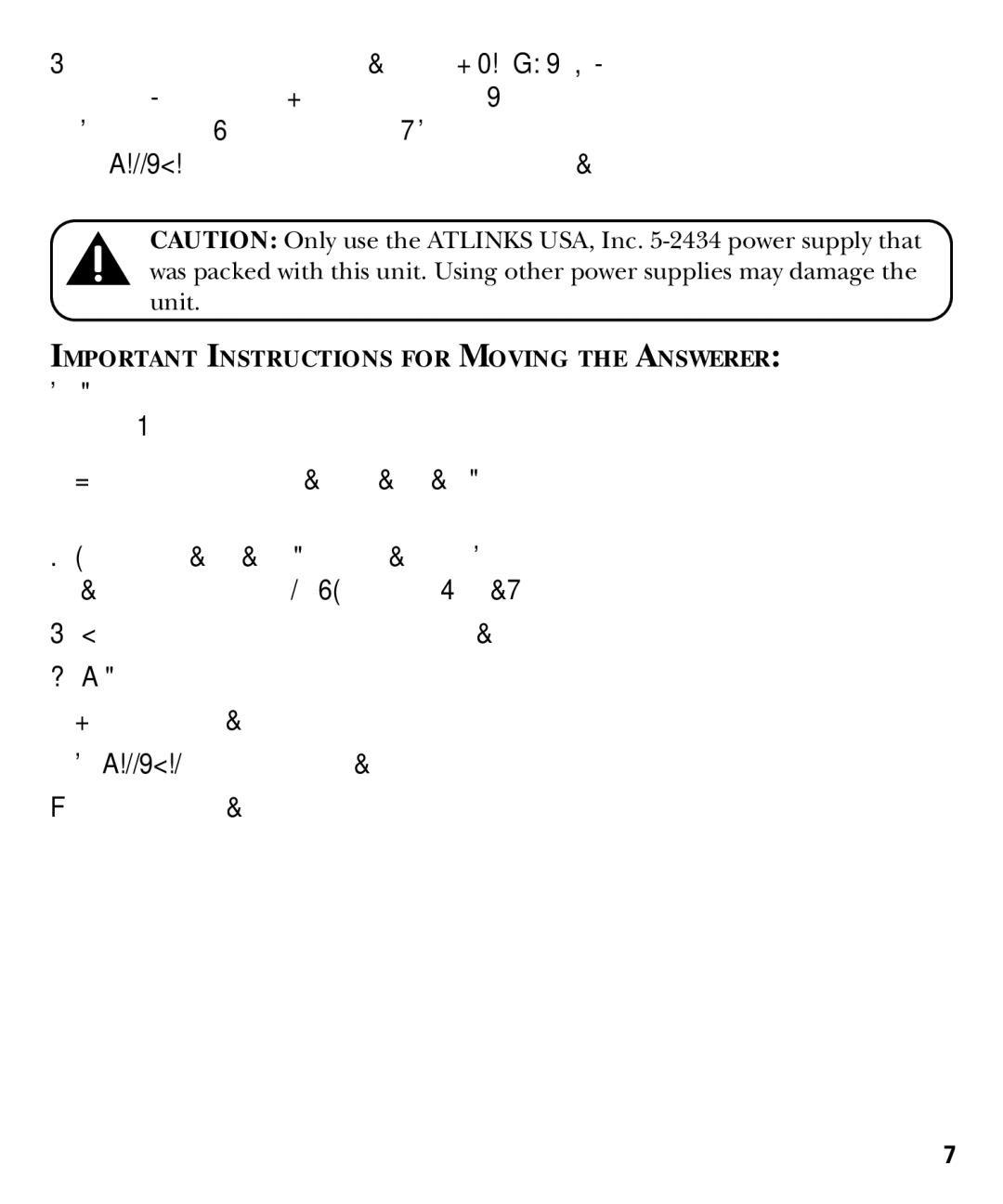 GE 29878 manual Important Instructions for Moving the Answerer 