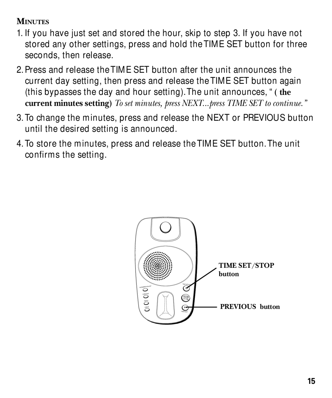 GE 29879 manual Time SET/STOP button 