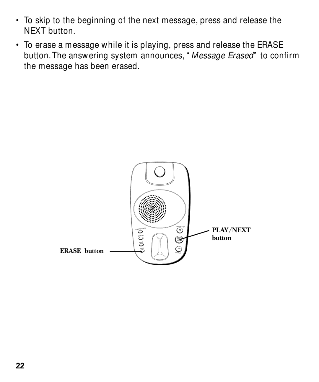 GE 29879 manual Erase button 