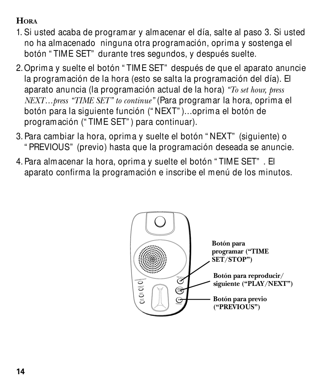 GE 29879 manual Hora 