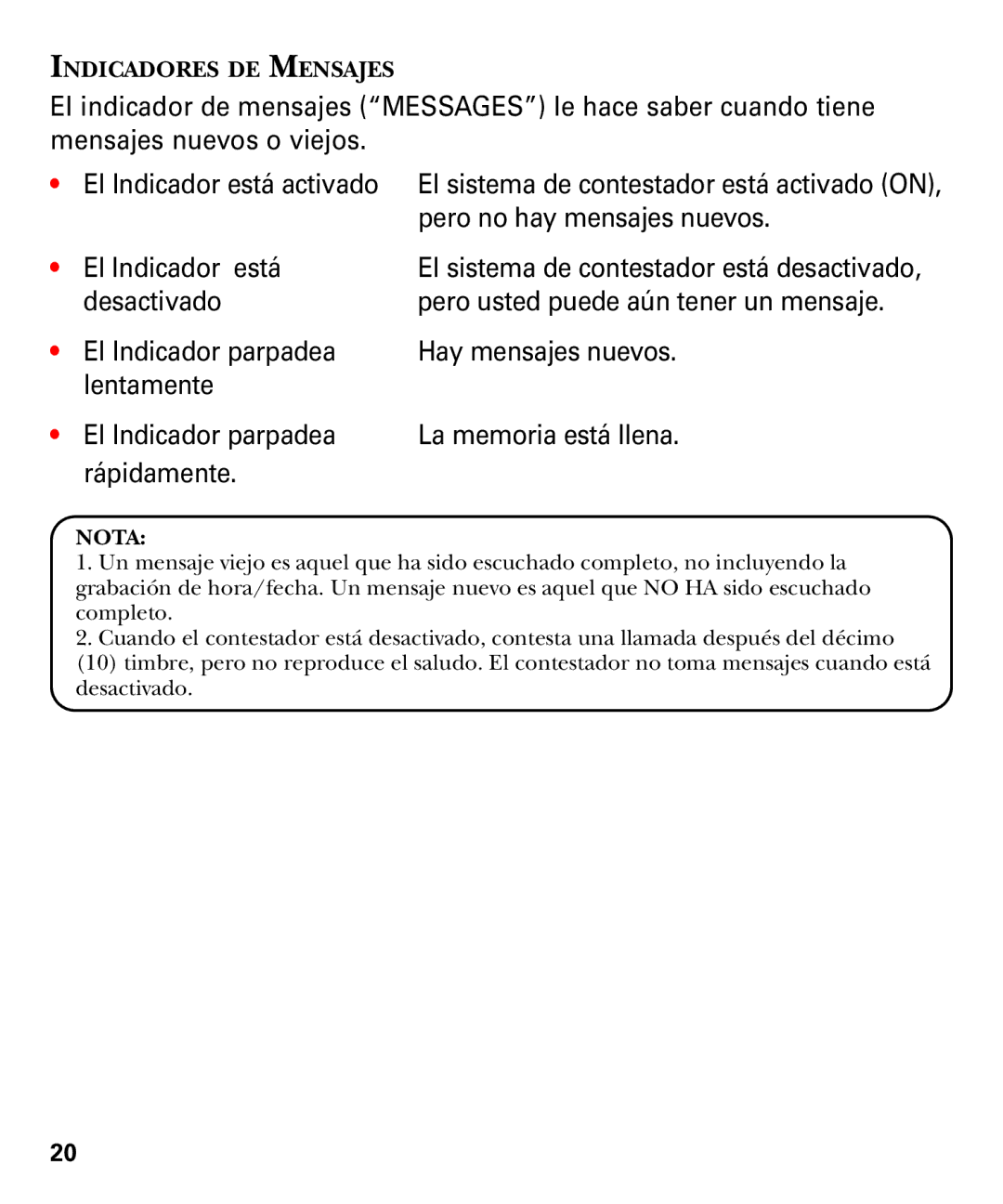 GE 29879 manual Pero no hay mensajes nuevos 